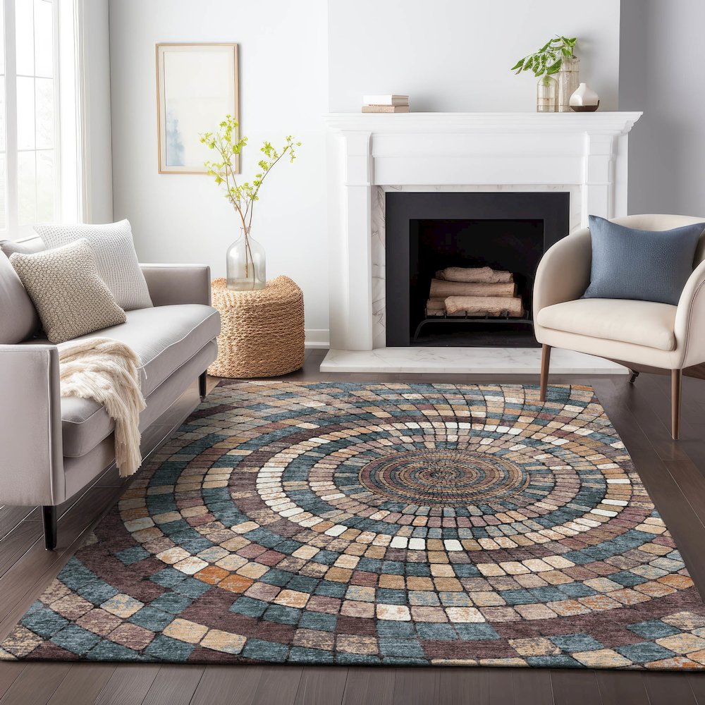 Machine Washable Indoor/Outdoor Chantille ACN2216 Copper 5' x 7'6" Rug