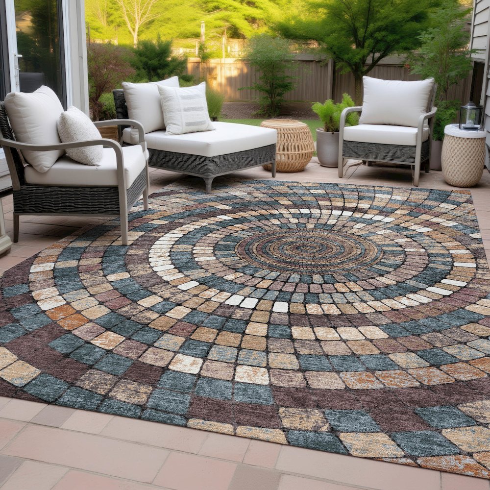 Machine Washable Indoor/Outdoor Chantille ACN2216 Copper 5' x 7'6" Rug