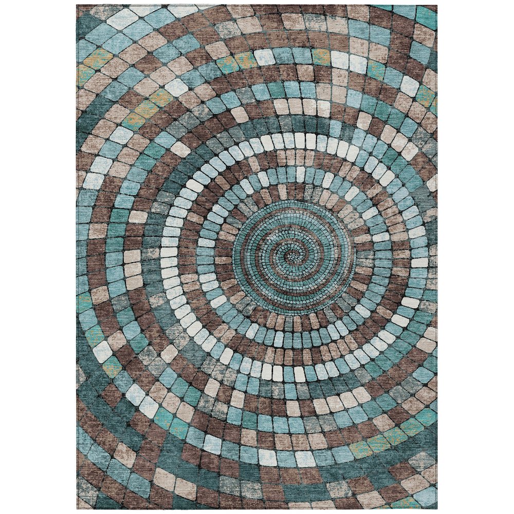 Machine Washable Indoor/Outdoor Chantille ACN2216 Teal 5' x 7'6" Rug