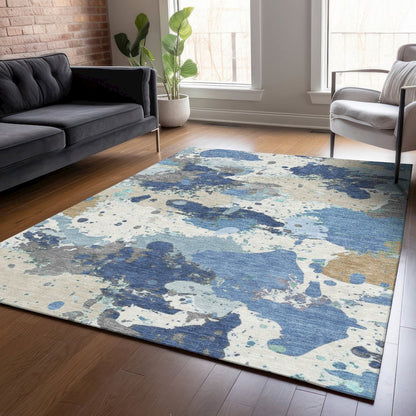 Machine Washable Indoor/Outdoor Chantille ACN2217 Denim 5' x 7'6" Rug