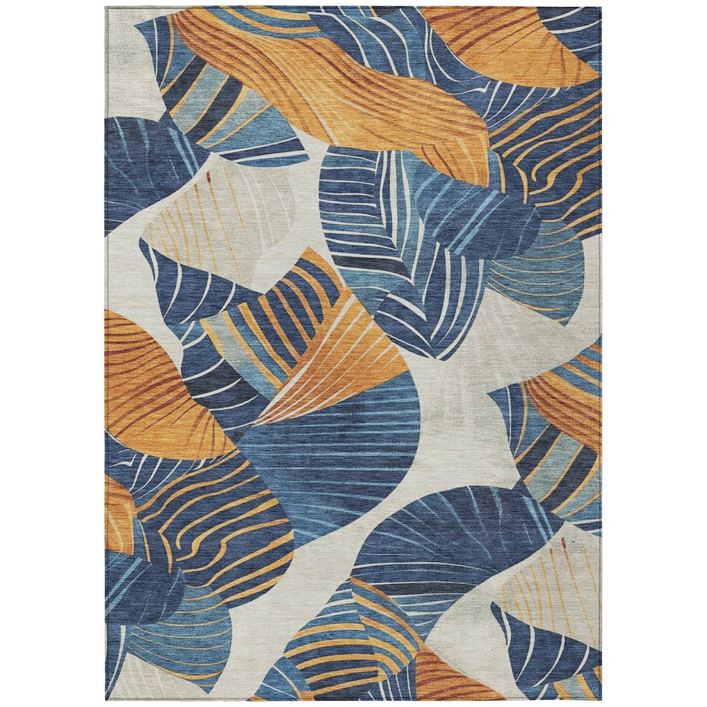 Machine Washable Indoor/Outdoor Chantille ACN2220 Navy 5' x 7'6" Rug