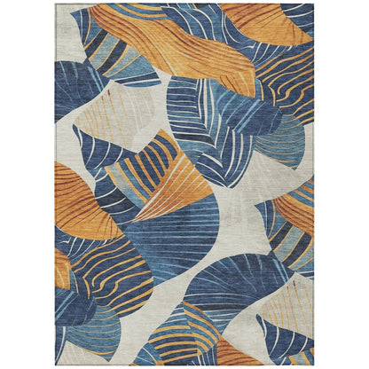 Machine Washable Indoor/Outdoor Chantille ACN2220 Navy 5' x 7'6" Rug