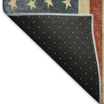 Machine Washable Indoor/Outdoor Americana Red 2'6" x 3'10" Rug