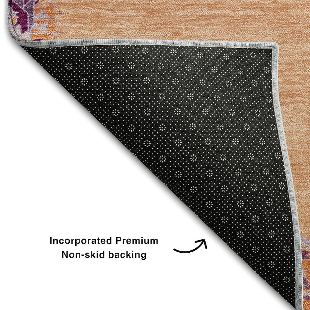 Premium Machine Washable Mayfield AMF1011 Peach 2'6" x 3'10" Rug