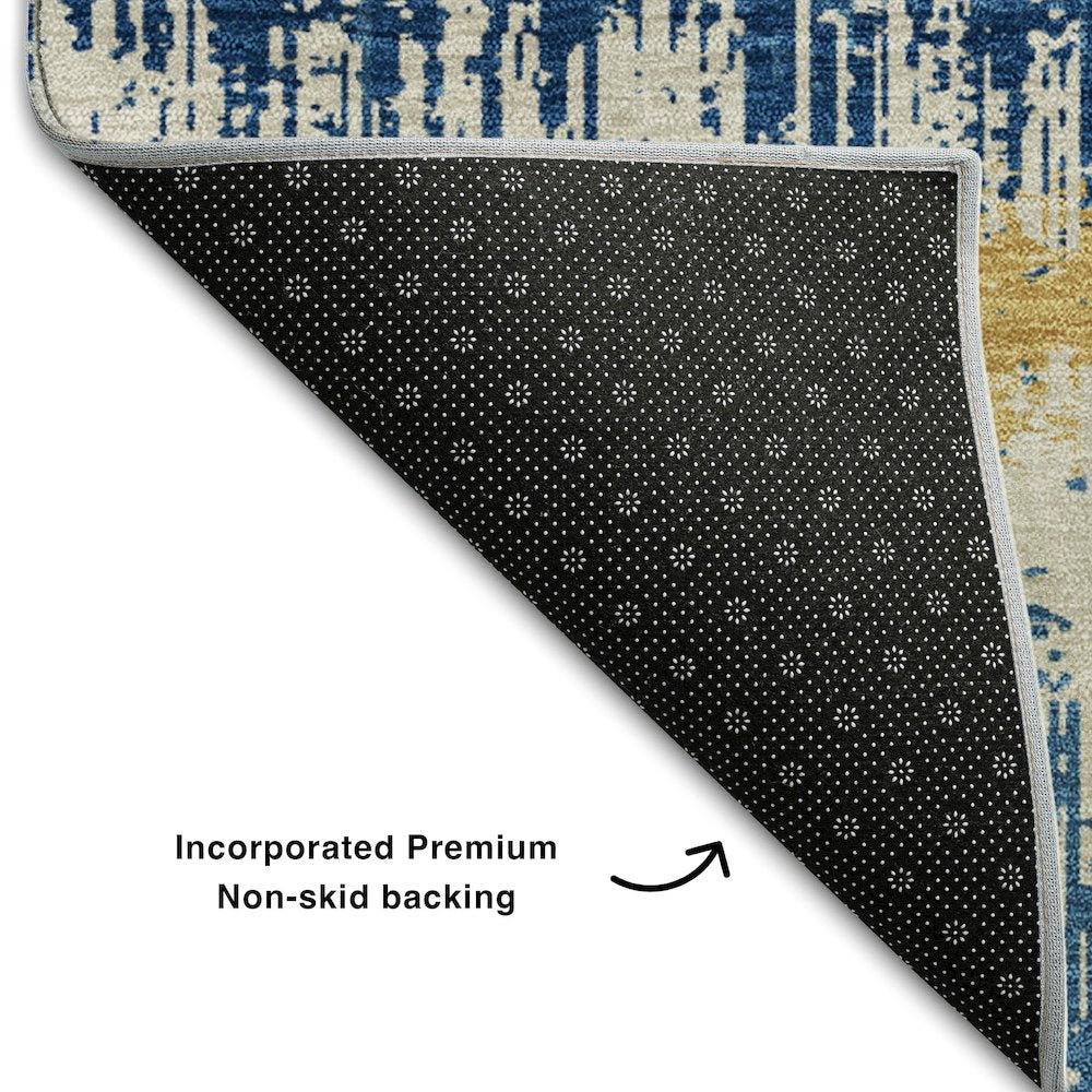 Premium Machine Washable Mayfield AMF1013 Navy 2'6" x 3'10" Rug