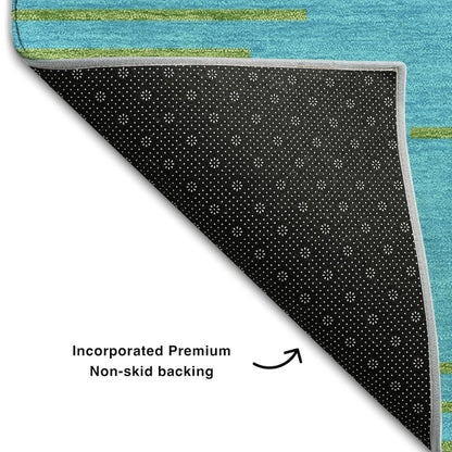 Premium Machine Washable Mayfield AMF1017 Aqua 2'6" x 3'10" Rug