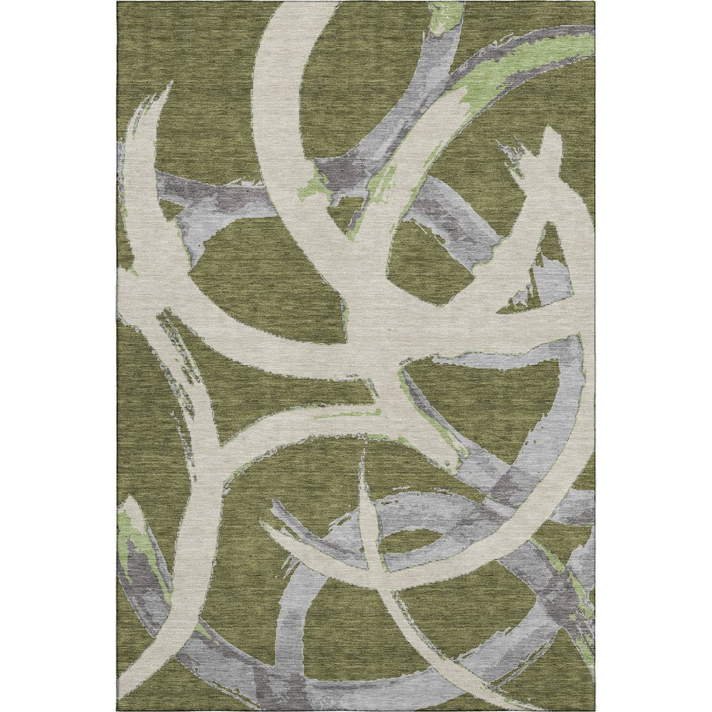 Premium Machine Washable Mayfield AMF1022 Olive 5' x 7'6" Rug