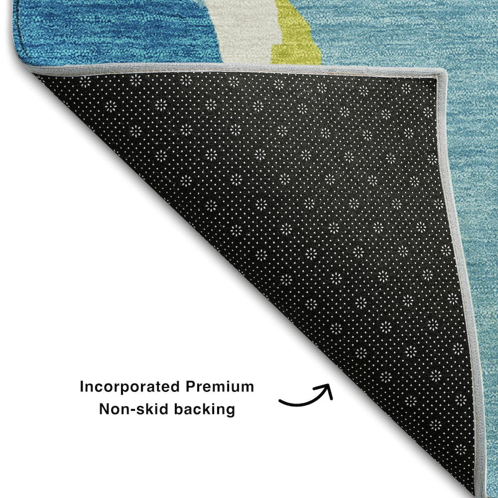 Premium Machine Washable Mayfield AMF1028 Aqua 2'6" x 3'10" Rug