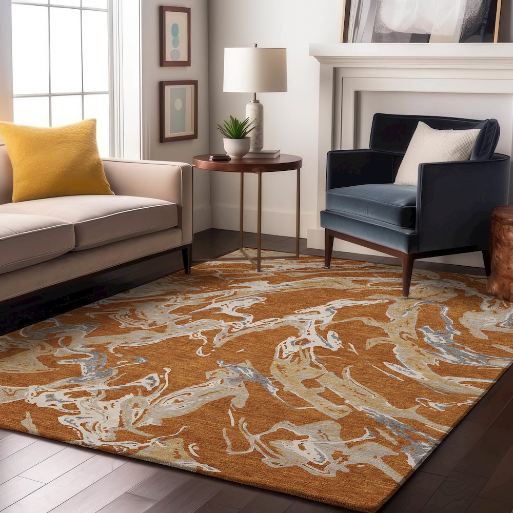 Premium Machine Washable Mayfield AMF1035 Copper 5' x 7'6" Rug