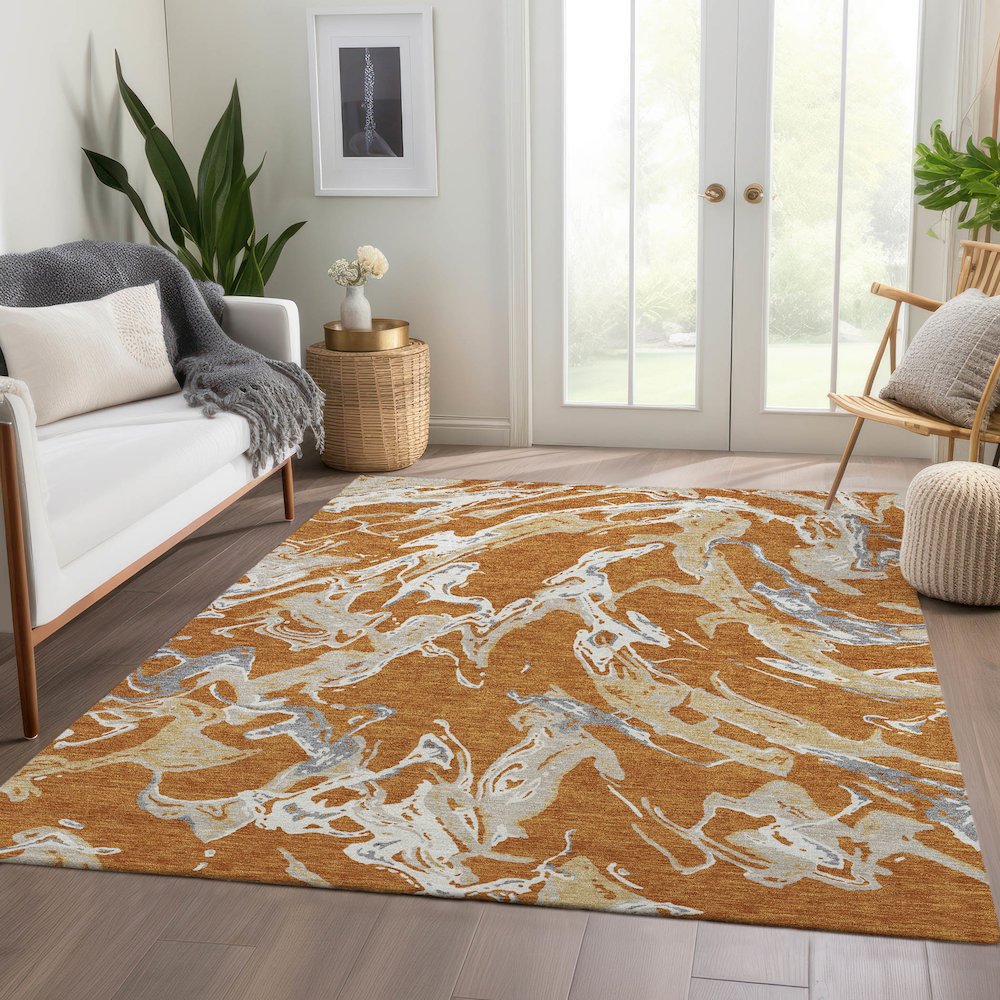 Premium Machine Washable Mayfield AMF1035 Copper 5' x 7'6" Rug