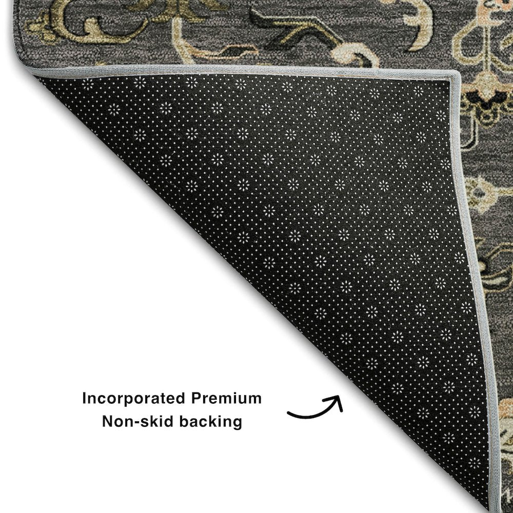 Premium Machine Washable Mayfield AMF1036 Black 2'6" x 3'10" Rug