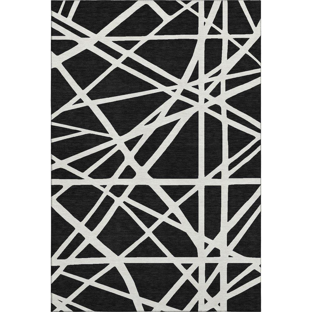 Premium Machine Washable Mayfield AMF1040 Black 5' x 7'6" Rug