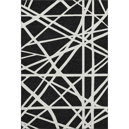 Premium Machine Washable Mayfield AMF1040 Black 5' x 7'6" Rug