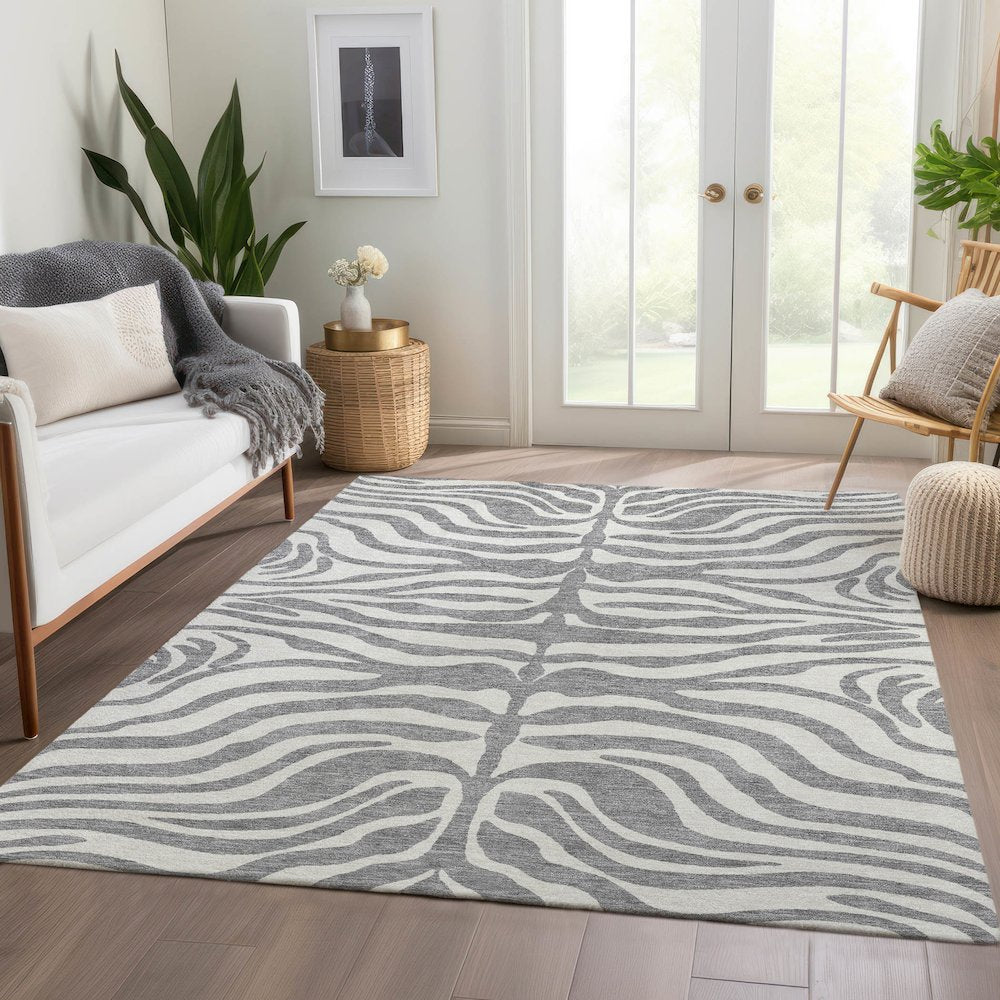 Premium Machine Washable Mayfield AMF1042 Gray 5' x 7'6" Rug