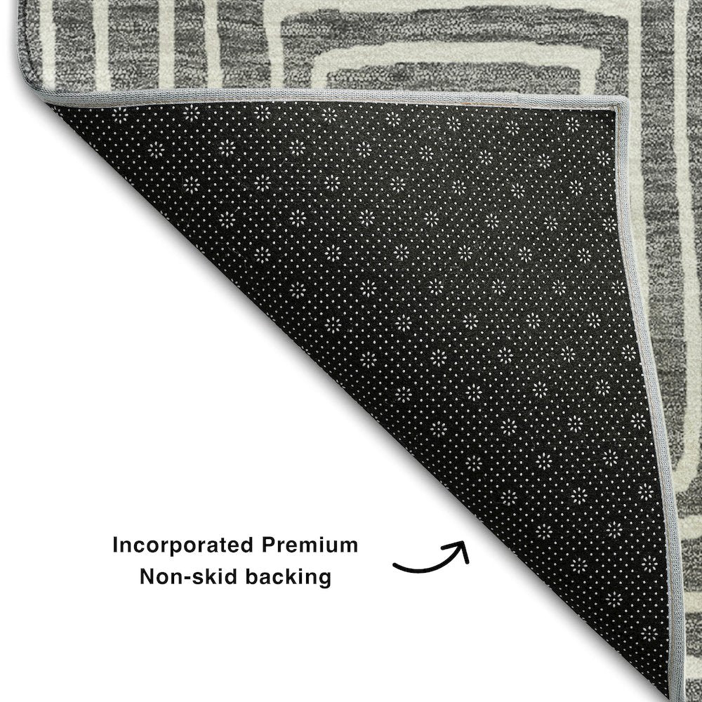 Premium Machine Washable Mayfield AMF1044 Charcoal 2'6" x 3'10" Rug