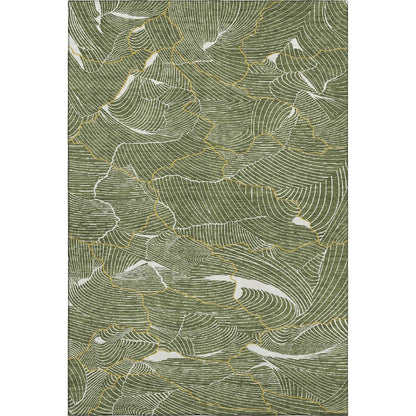 Premium Machine Washable Mayfield AMF1048 Olive 5' x 7'6" Rug