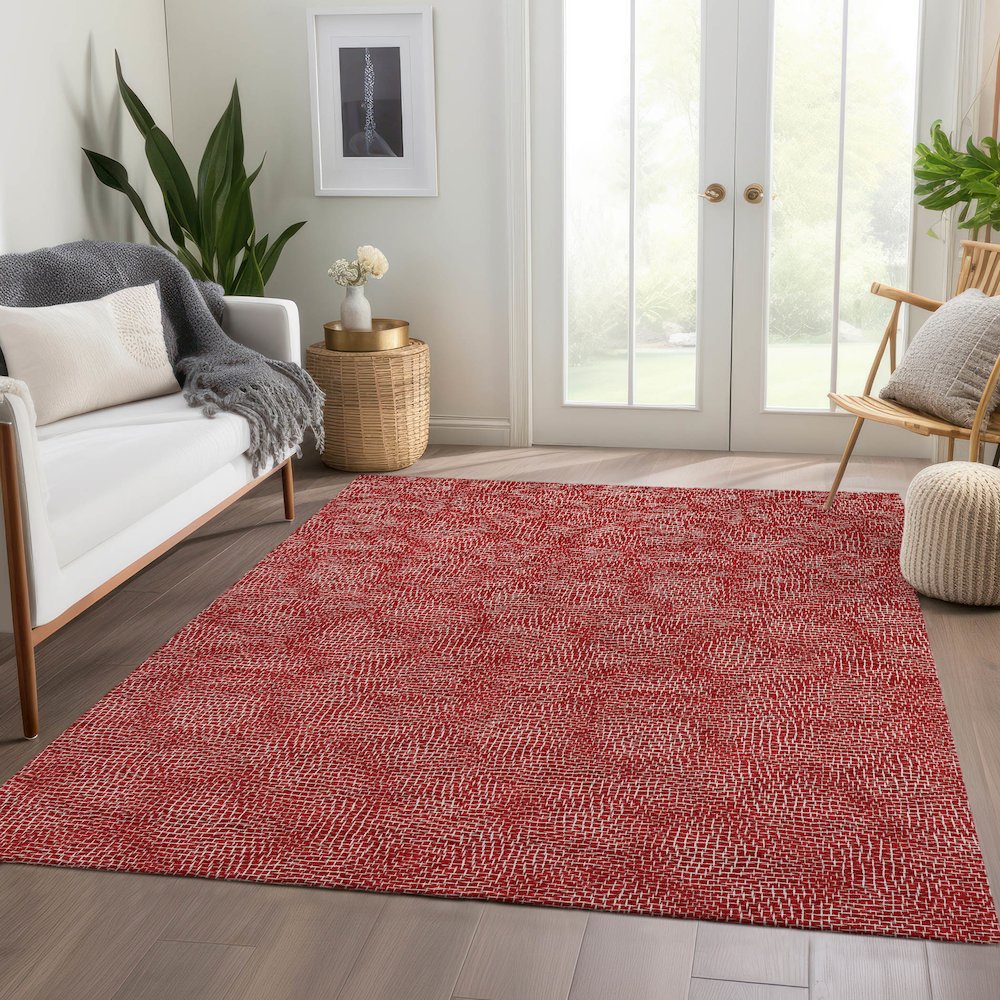 Premium Machine Washable Mayfield AMF1057 Red 5' x 7'6" Rug