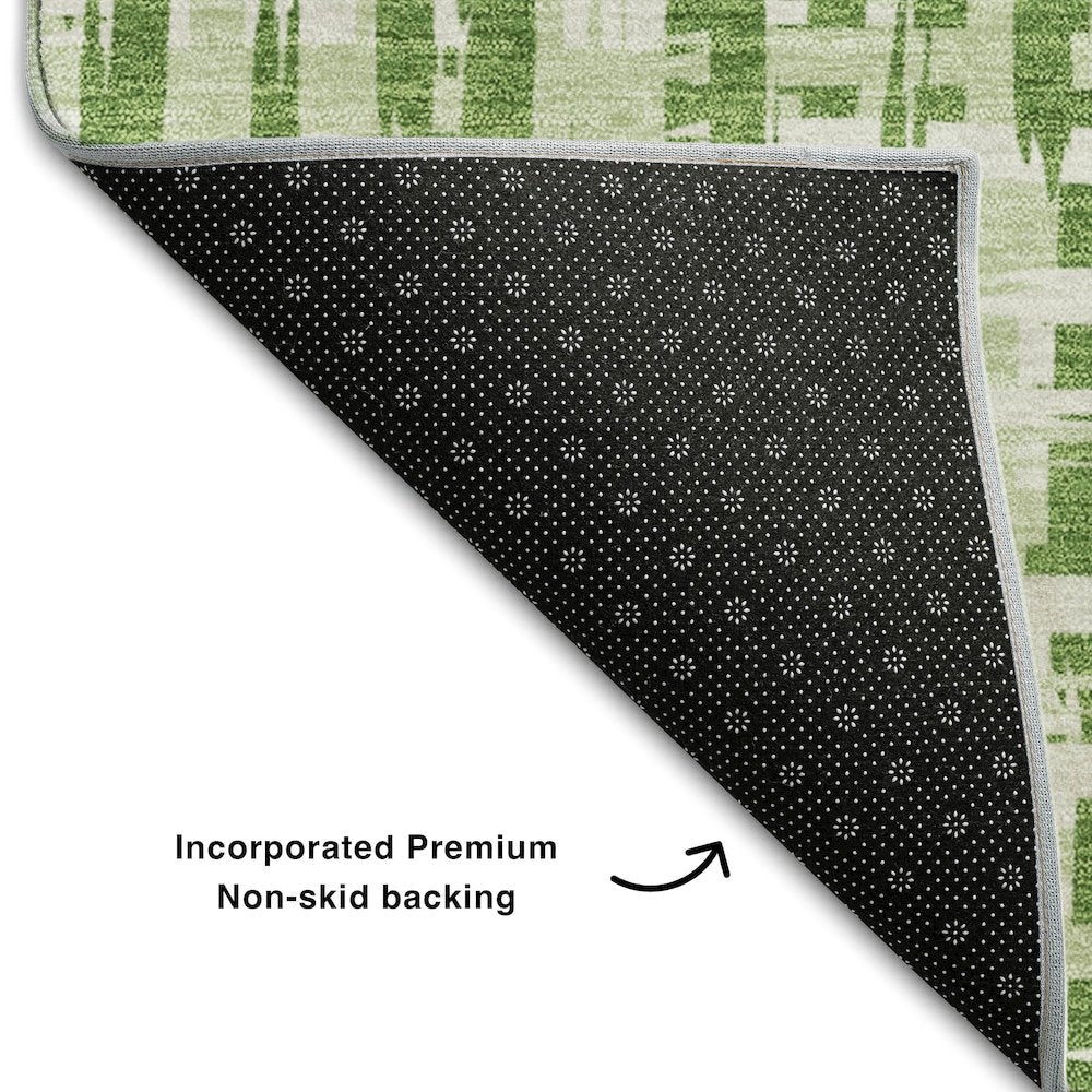 Premium Machine Washable Mayfield AMF1059 Green 2'6" x 3'10" Rug