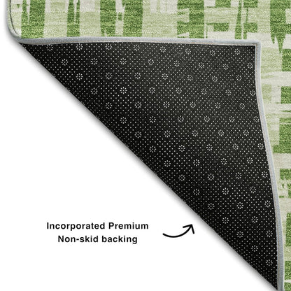 Premium Machine Washable Mayfield AMF1059 Green 2'6" x 3'10" Rug