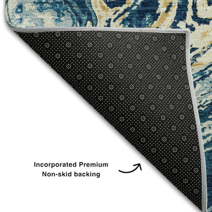Premium Machine Washable Mayfield AMF1061 Navy 2'6" x 3'10" Rug