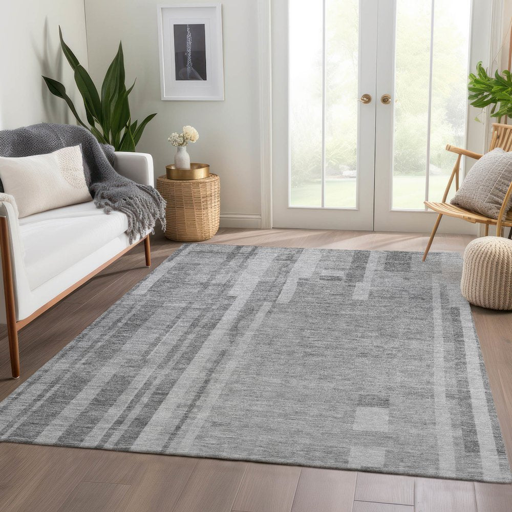 Premium Machine Washable Mayfield AMF1063 Gray 5' x 7'6" Rug