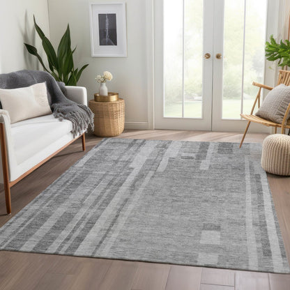 Premium Machine Washable Mayfield AMF1063 Gray 5' x 7'6" Rug