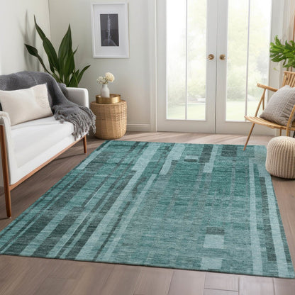 Premium Machine Washable Mayfield AMF1063 Teal 5' x 7'6" Rug