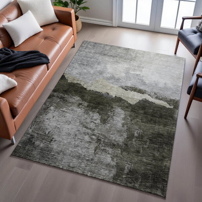 Premium Machine Washable Mayfield AMF1069 Taupe 5' x 7'6" Rug