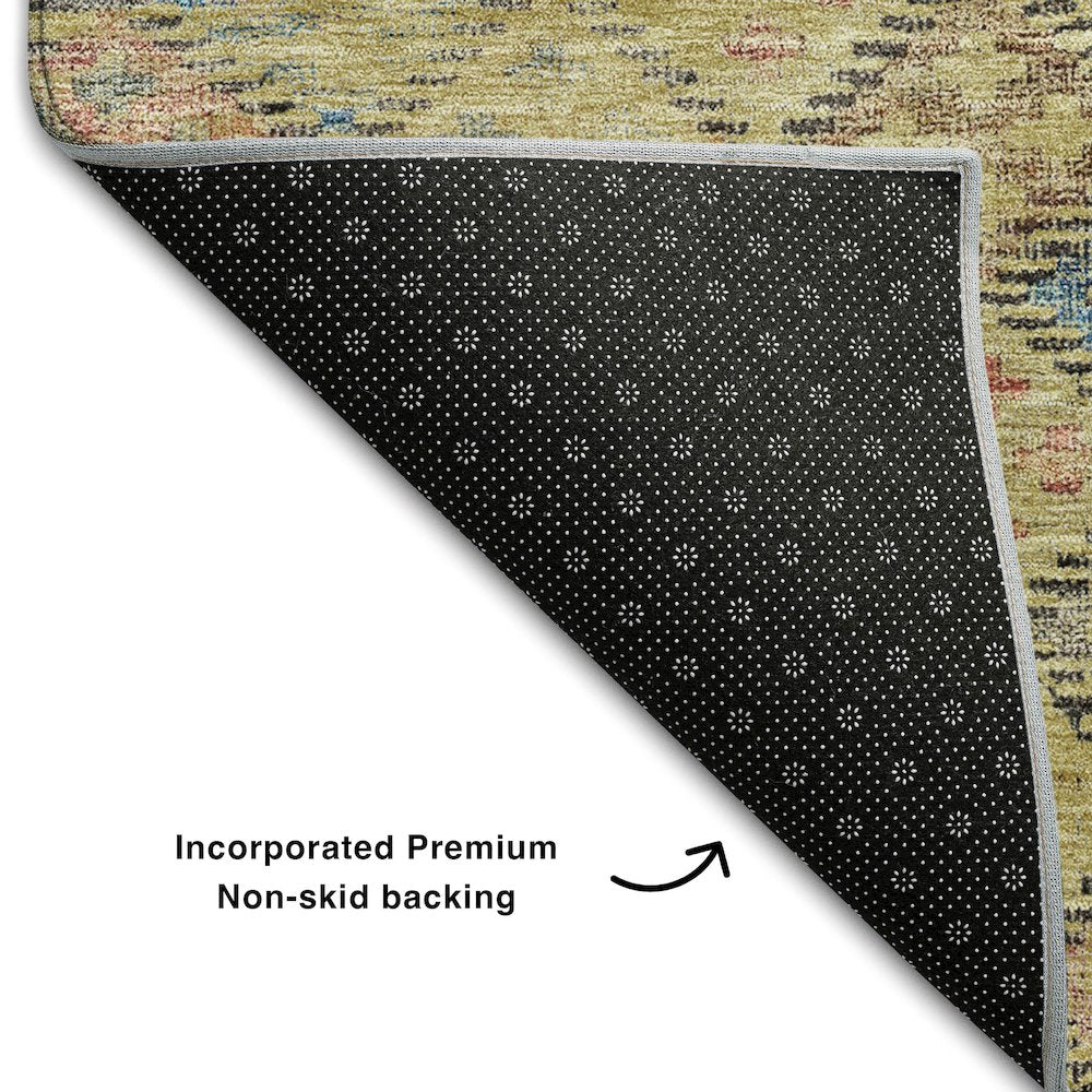 Premium Machine Washable Mayfield AMF1081 Gold 2'6" x 3'10" Rug