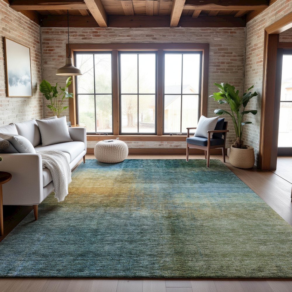 Premium Machine Washable Mayfield AMF1096 Blue 5' x 7'6" Rug