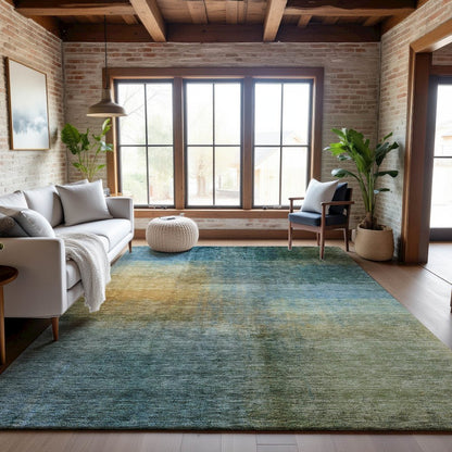 Premium Machine Washable Mayfield AMF1096 Blue 5' x 7'6" Rug