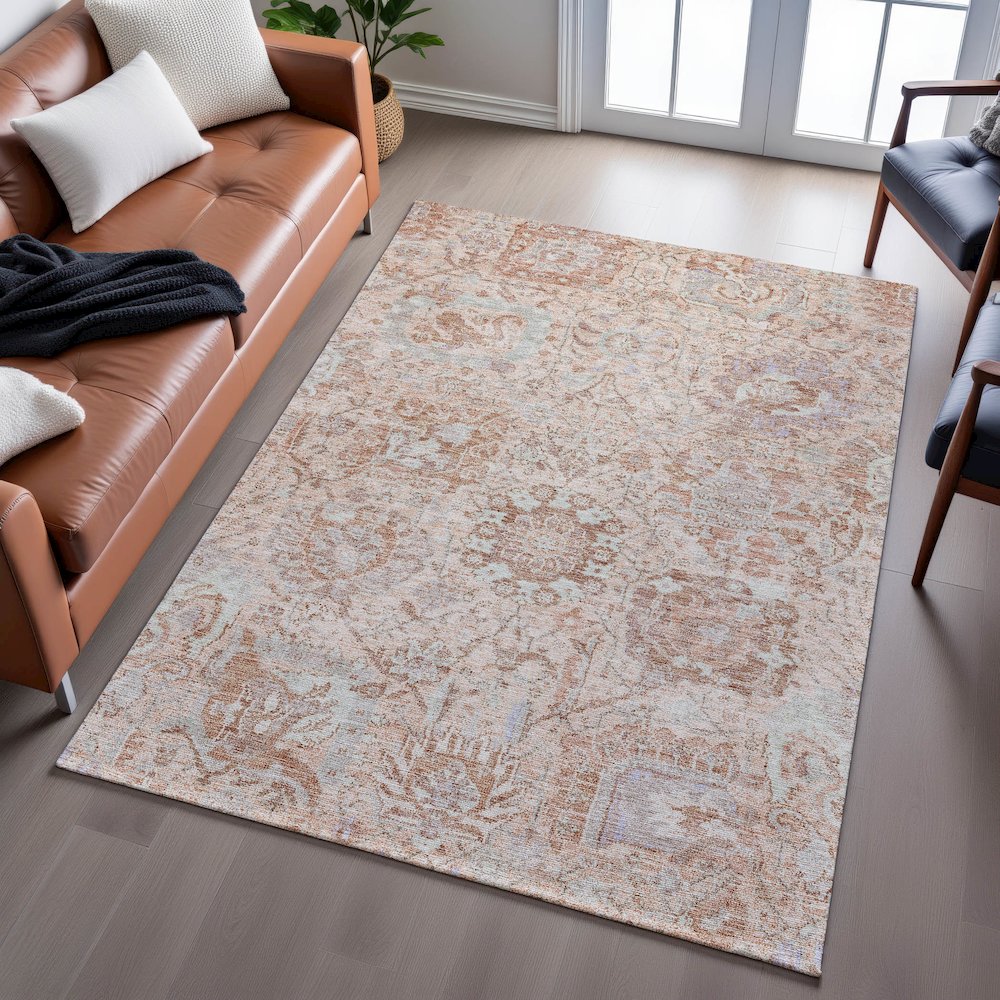 Premium Machine Washable Mayfield AMF1102 Coral 5' x 7'6" Rug