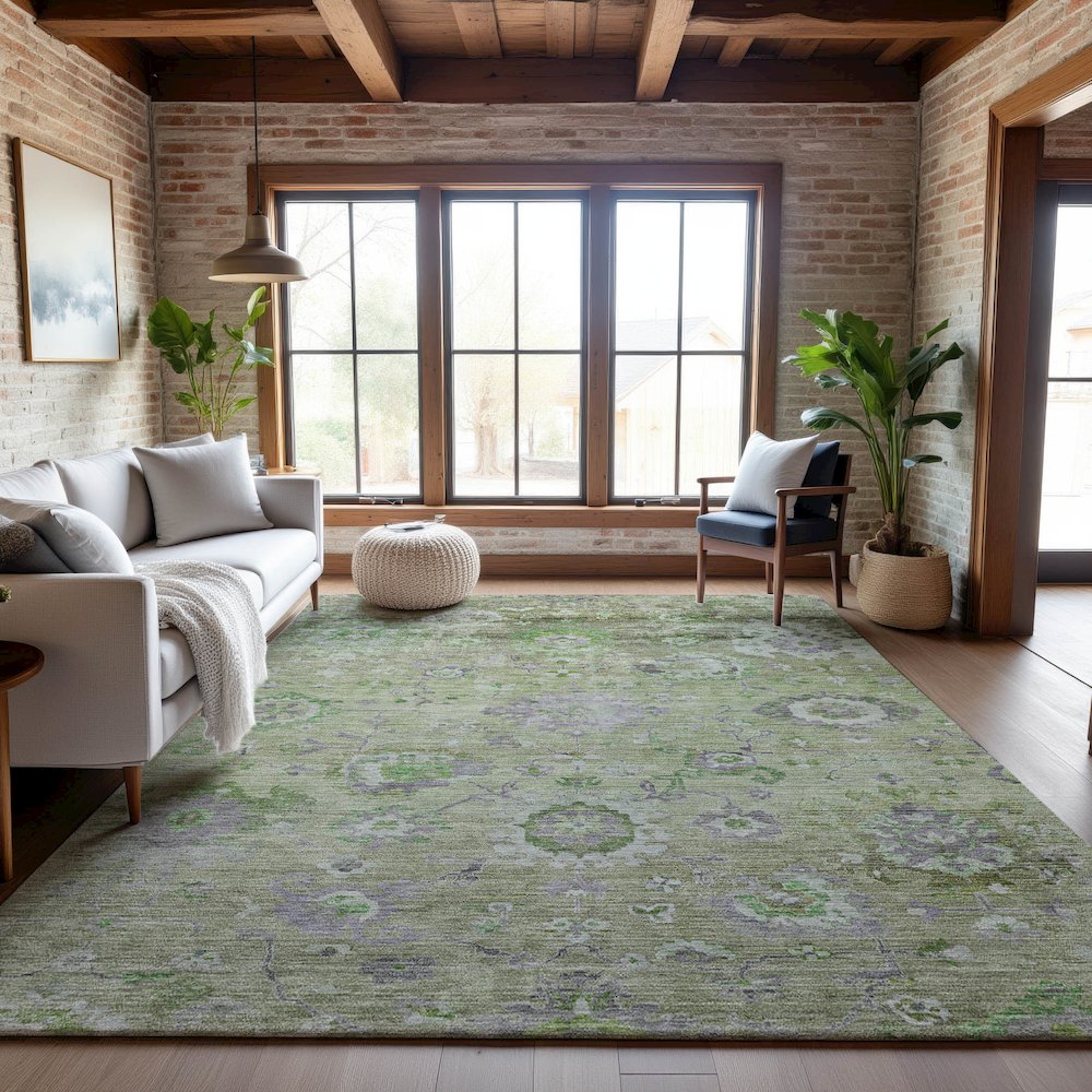 Premium Machine Washable Mayfield AMF1107 Mint 5' x 7'6" Rug