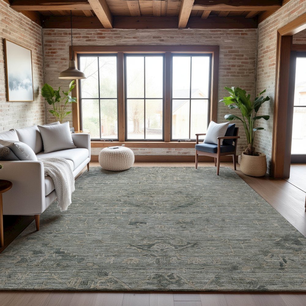 Premium Machine Washable Mayfield AMF1111 Sage 5' x 7'6" Rug
