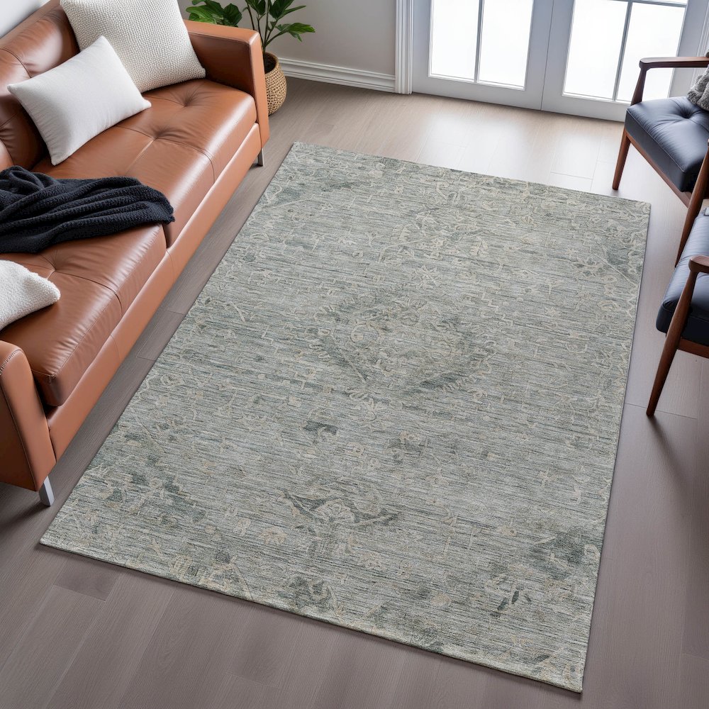 Premium Machine Washable Mayfield AMF1111 Sage 5' x 7'6" Rug