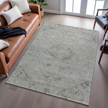 Premium Machine Washable Mayfield AMF1111 Sage 5' x 7'6" Rug