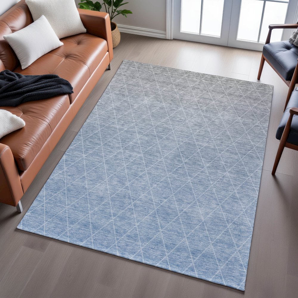 Premium Machine Washable Mayfield AMF1175 Blue 5' x 7'6" Rug