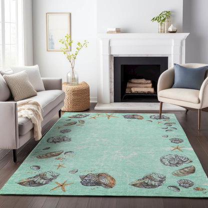 Premium Machine Washable Mayfield  Green 5' x 7'6" Rug