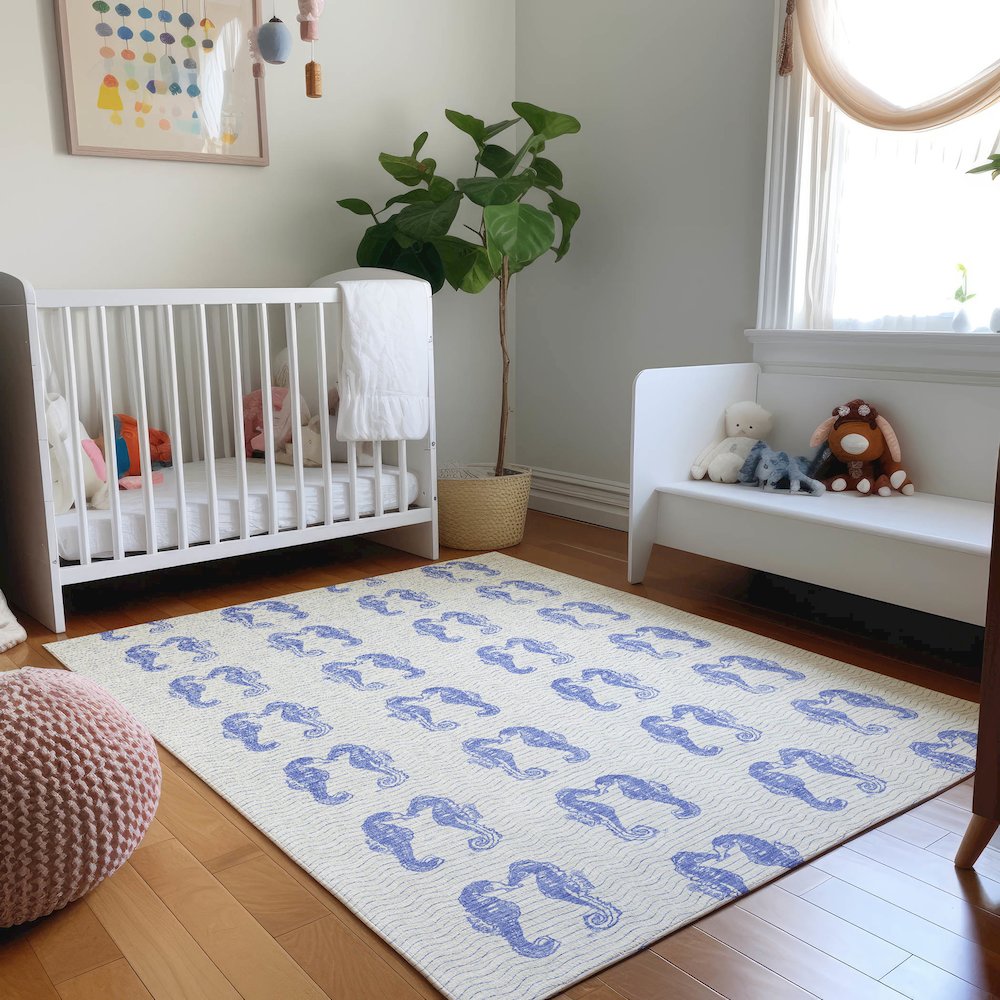 Premium Machine Washable Mayfield  Blue 5' x 7'6" Rug