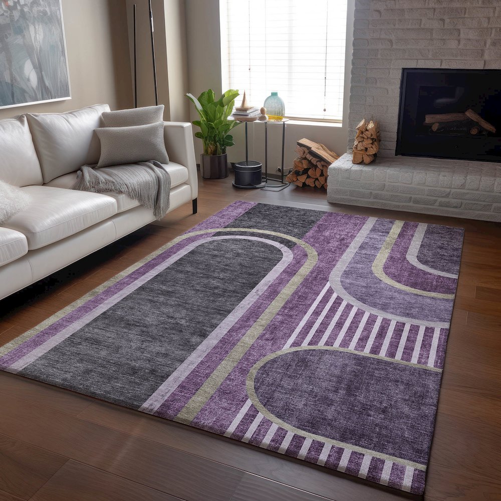 Premium Machine Washable Mayfield  Purple 5' x 7'6" Rug