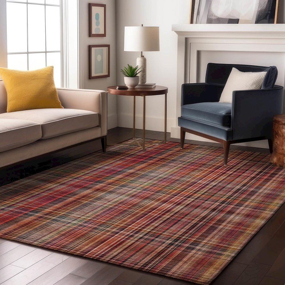 Premium Machine Washable Mayfield  Red 5' x 7'6" Rug