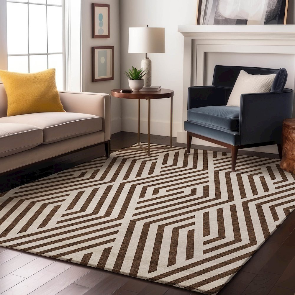 Premium Machine Washable Mayfield  Brown 5' x 7'6" Rug