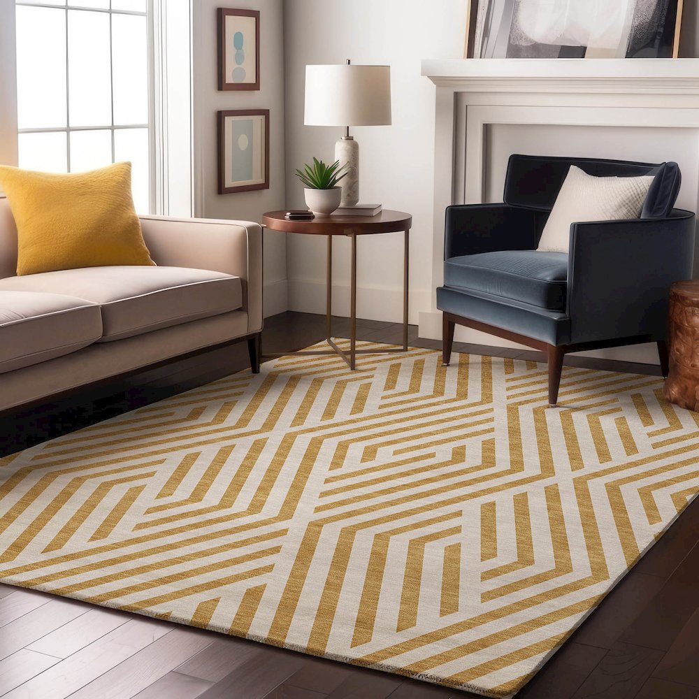 Premium Machine Washable Mayfield  Gold 5' x 7'6" Rug