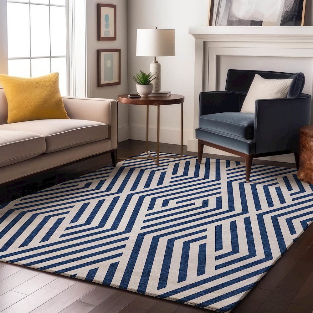 Premium Machine Washable Mayfield  Navy 5' x 7'6" Rug