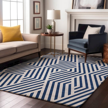 Premium Machine Washable Mayfield  Navy 5' x 7'6" Rug