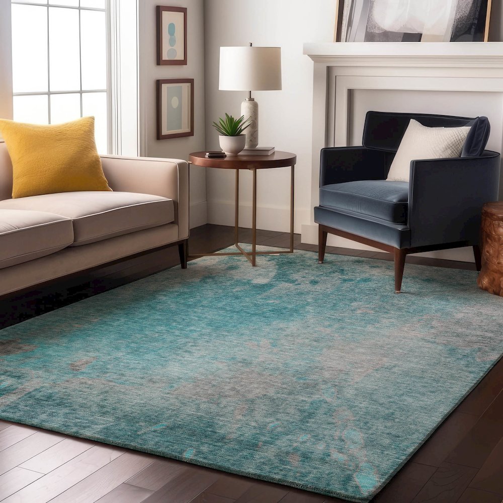 Premium Machine Washable Mayfield  Teal 5' x 7'6" Rug