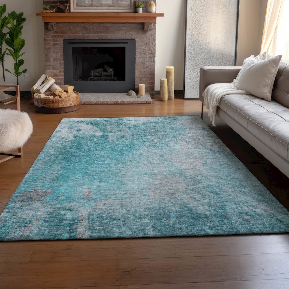 Premium Machine Washable Mayfield  Teal 5' x 7'6" Rug