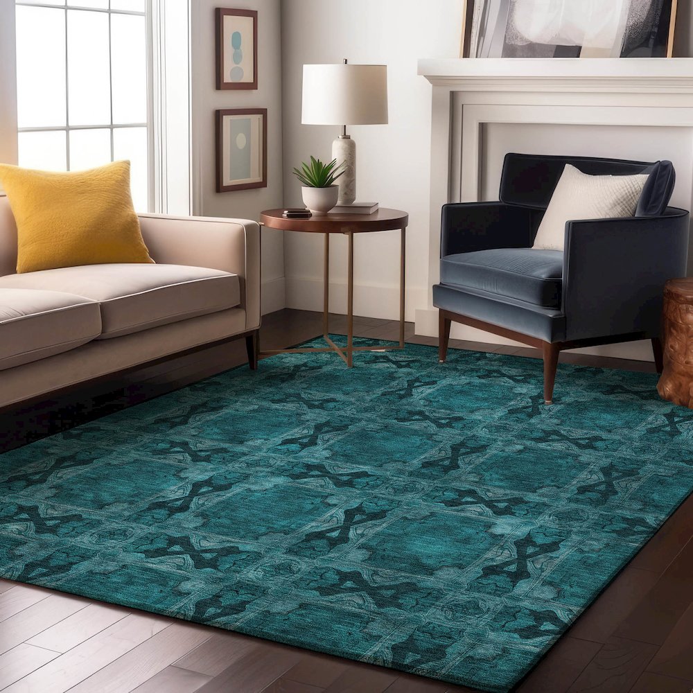 Premium Machine Washable Mayfield  Teal 5' x 7'6" Rug