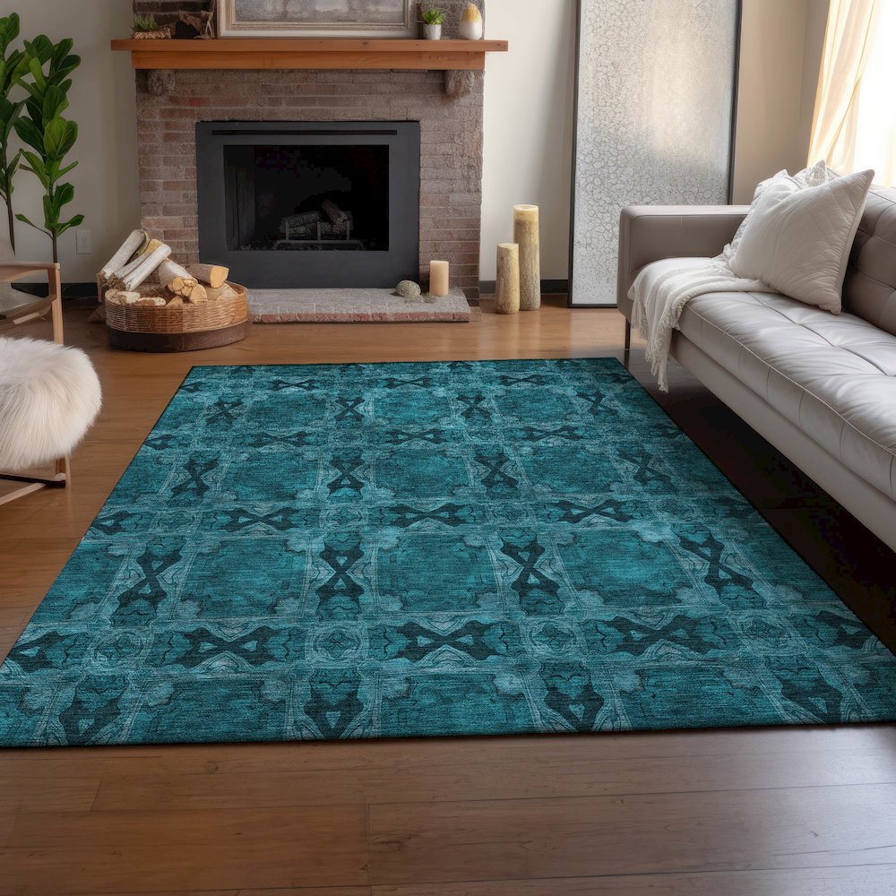 Premium Machine Washable Mayfield  Teal 5' x 7'6" Rug