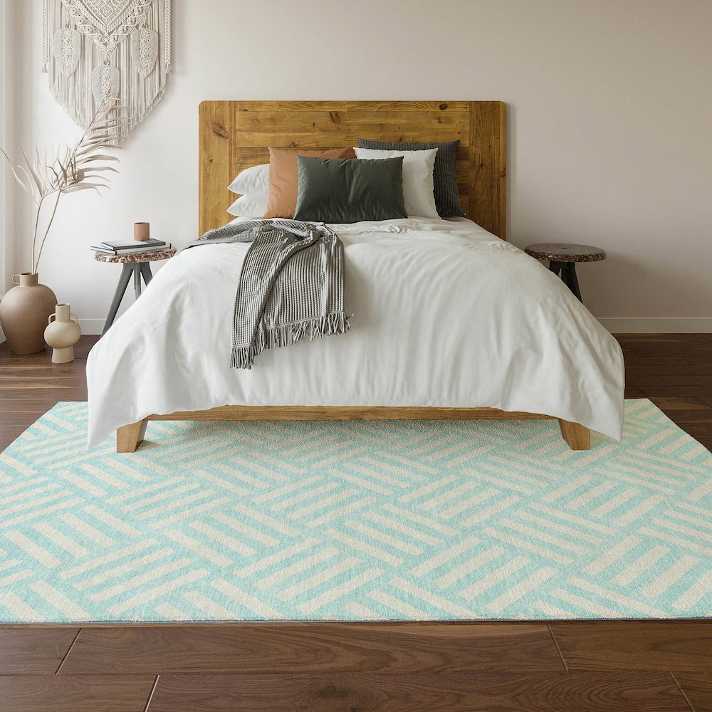 Premium Machine Washable Mayfield  Aqua 5' x 7'6" Rug